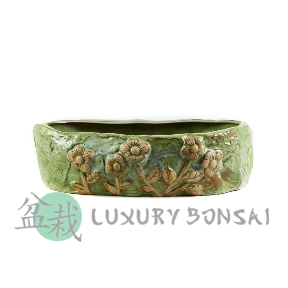 Горшок для бонсай Акамине 31,5х20хH9 см светло-зеленый фото 1 &mdash; Luxurybonsai.ru